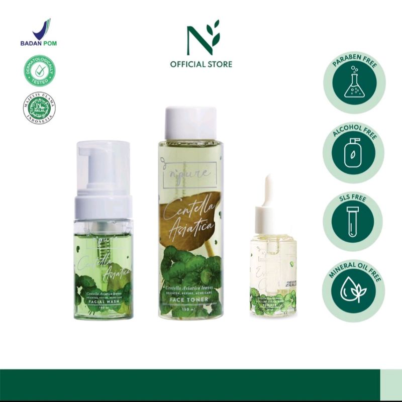 NPURE Paket Face Wash + Toner + Essence (Cica / Acne Series)