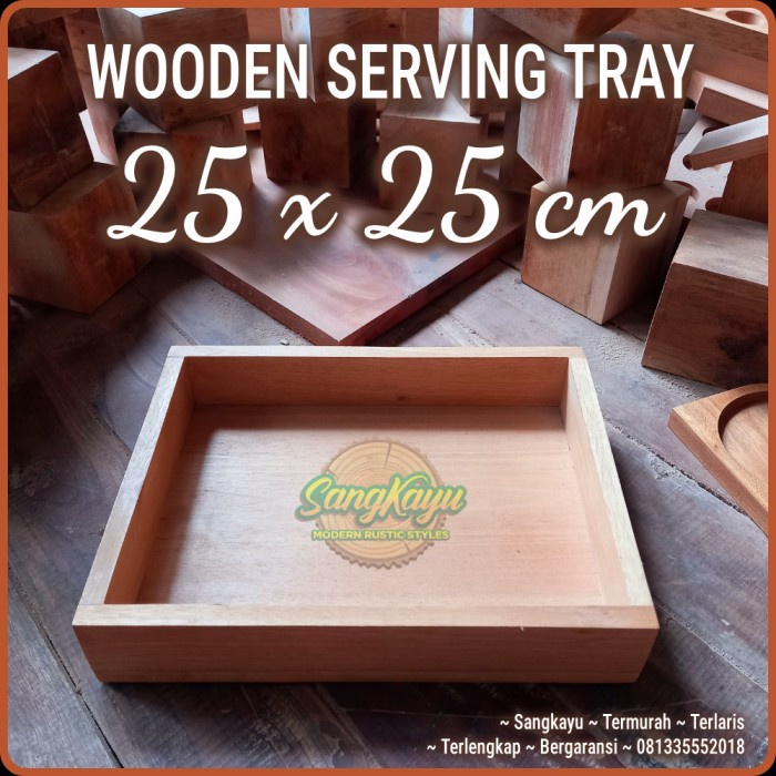 Wooden Tray 25x25 cm nampan kayu kotak seserahan kotak hantaran baki - 25 x 25 x 2 cm