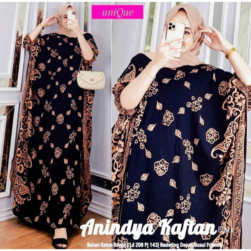 Kaftan Anindya - Kaftan Wanita Jumbo Katun Rayon Batik Premium Busui Daster Gamis Batik Bigsize  Fashion Muslim Kekinian LD 208 cm