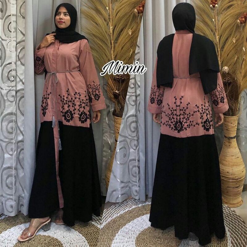 Abaya Mimin / Gamis Abaya Hitam Terbaru / Fashion Baju Muslim Murah Kekinian