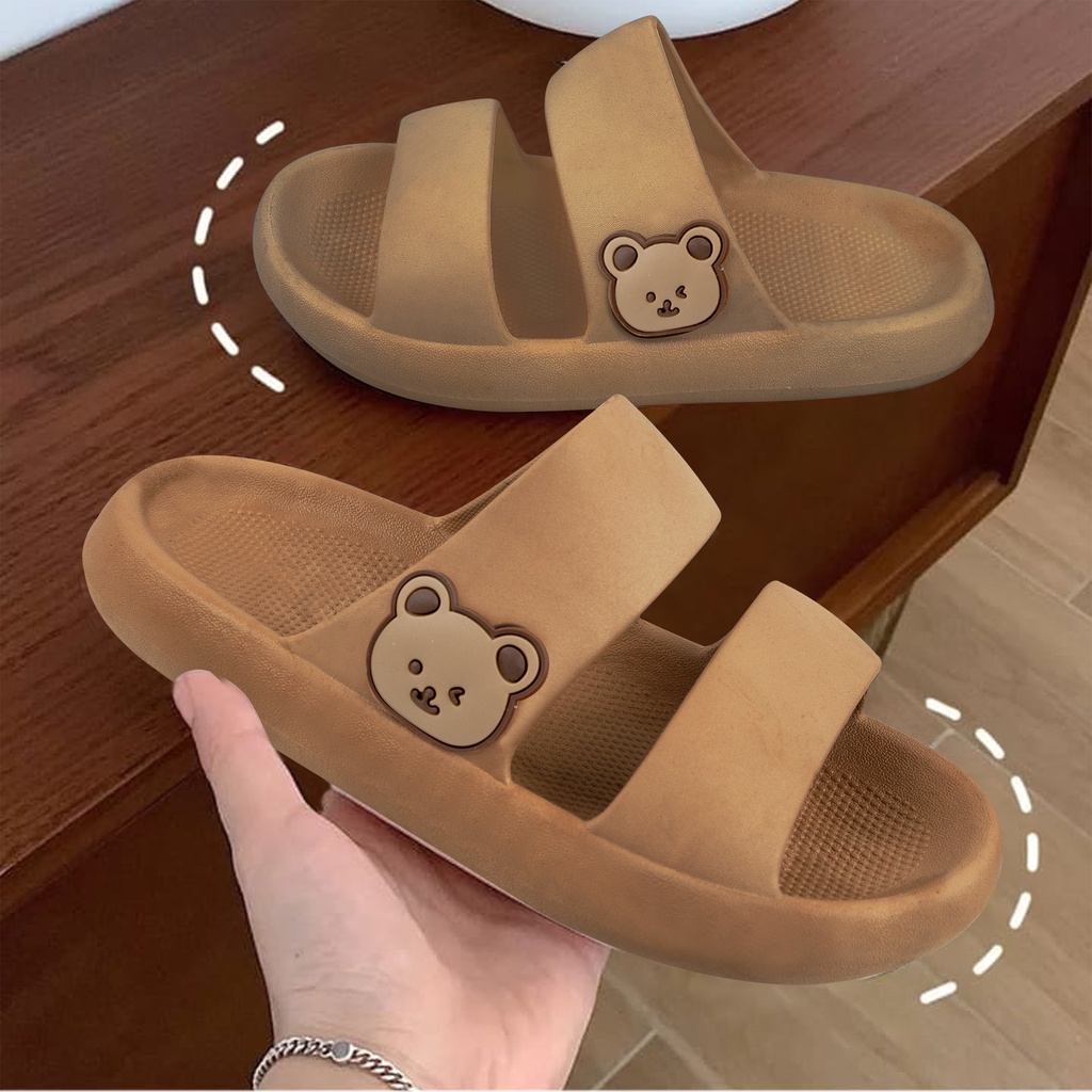Sandal Slide Wanita / Sandal SLIDE Teddy Bear Rumah Bahan EVA Rubber Anti Slip Import