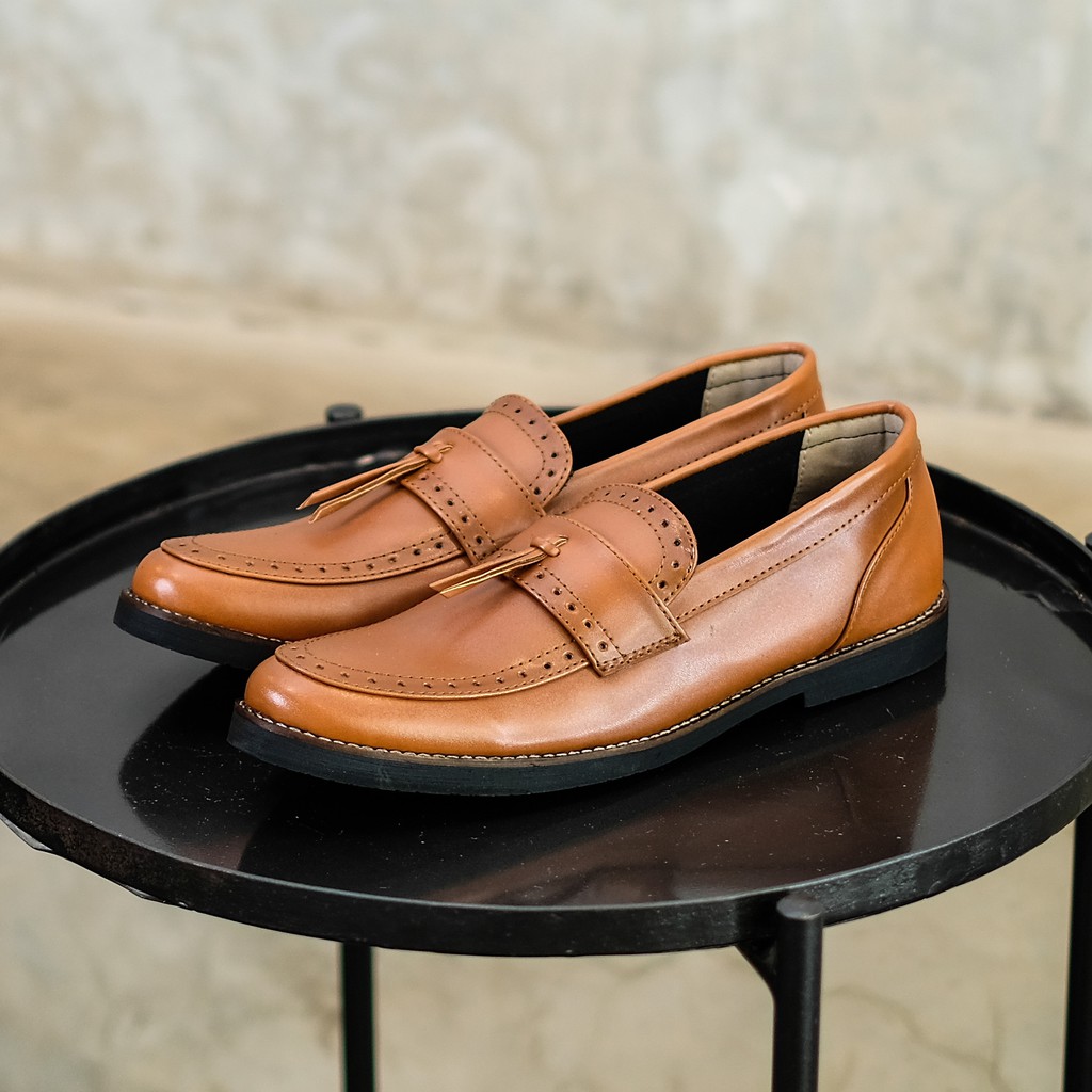 Pietra Brown | Sepatu Coklat Tanpa Tali Loafers Pria Casual Kerja Formal Kantor Laki | Giant FORIND