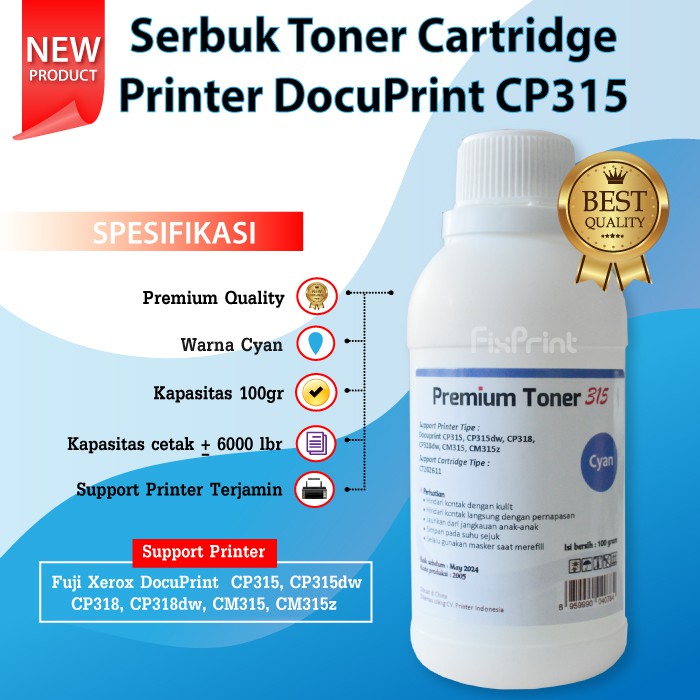 Serbuk Toner Cartridge Fuji Xerox CP315 CP315dw Tinta Bubuk Compatible Printer CM315 CP318dw