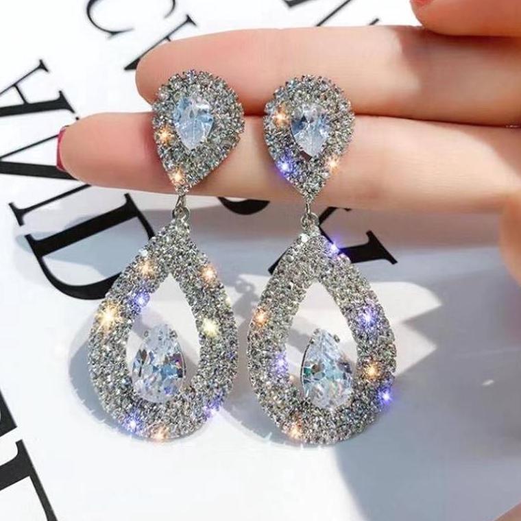 Anting Giwang Gaya Eropa dengan Berlian Imitasi untuk Wanita [PBU. 507525]