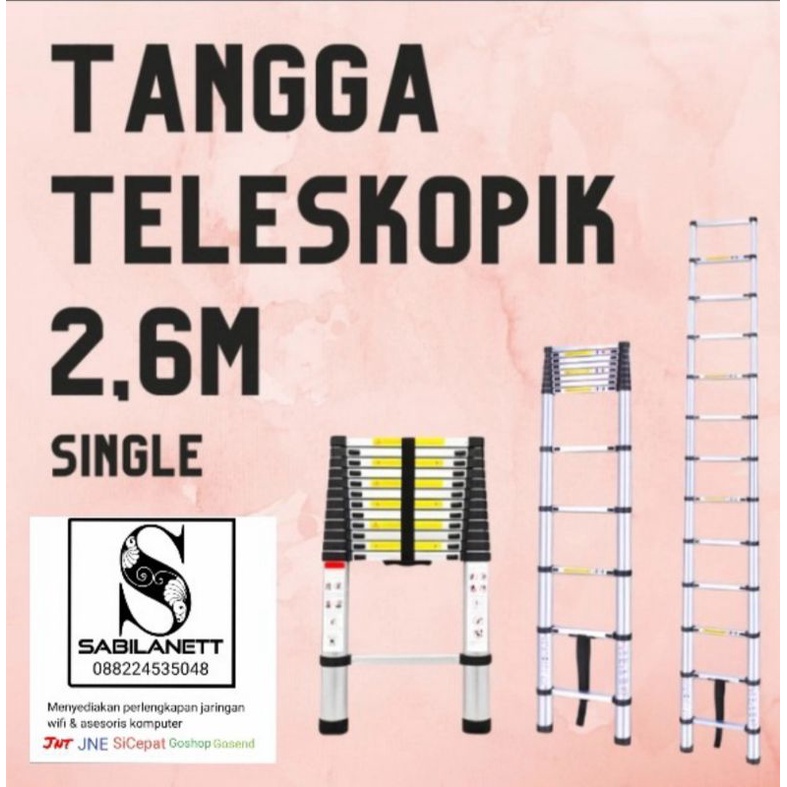 Tangga Lipat Aluminium Teleskopik Panjang 2.6M