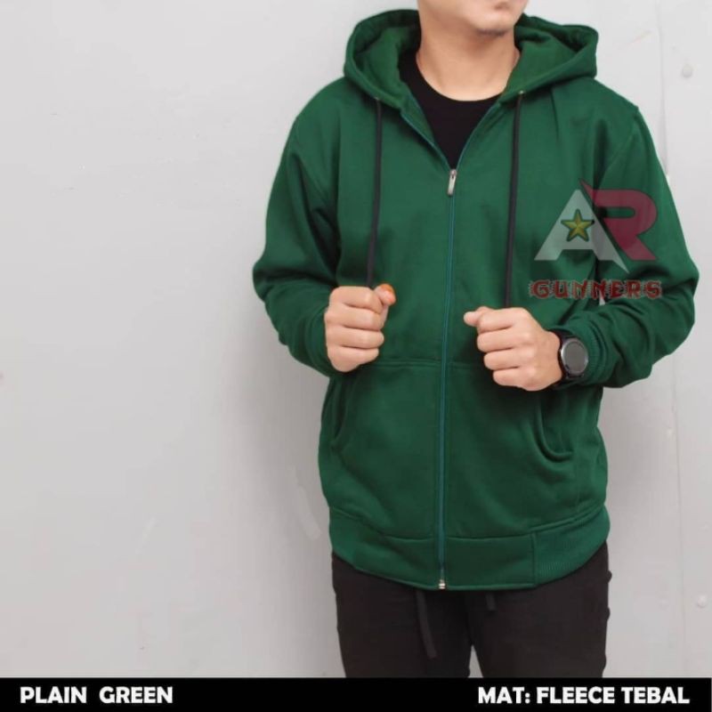 JAKET KATUN HOODIE HIJAU BOTOL POLOS JAKET IJO BOTOL JAKET PRIA WANITA TERBARU