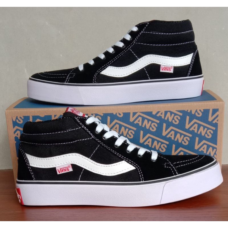 sepatu vans old skool sk8 high black white vans premium sk8 tinggi hitam putih