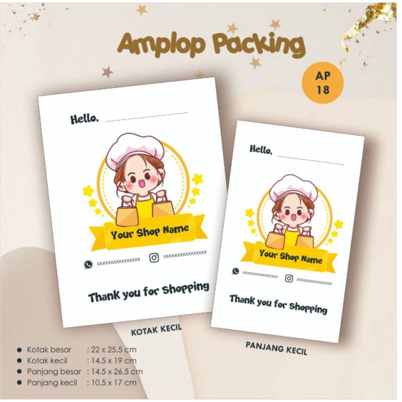 

(MIN 50 PCS/ukuran) Amplop Packing Putih / Amplop Pengiriman olshop Custom Lucu