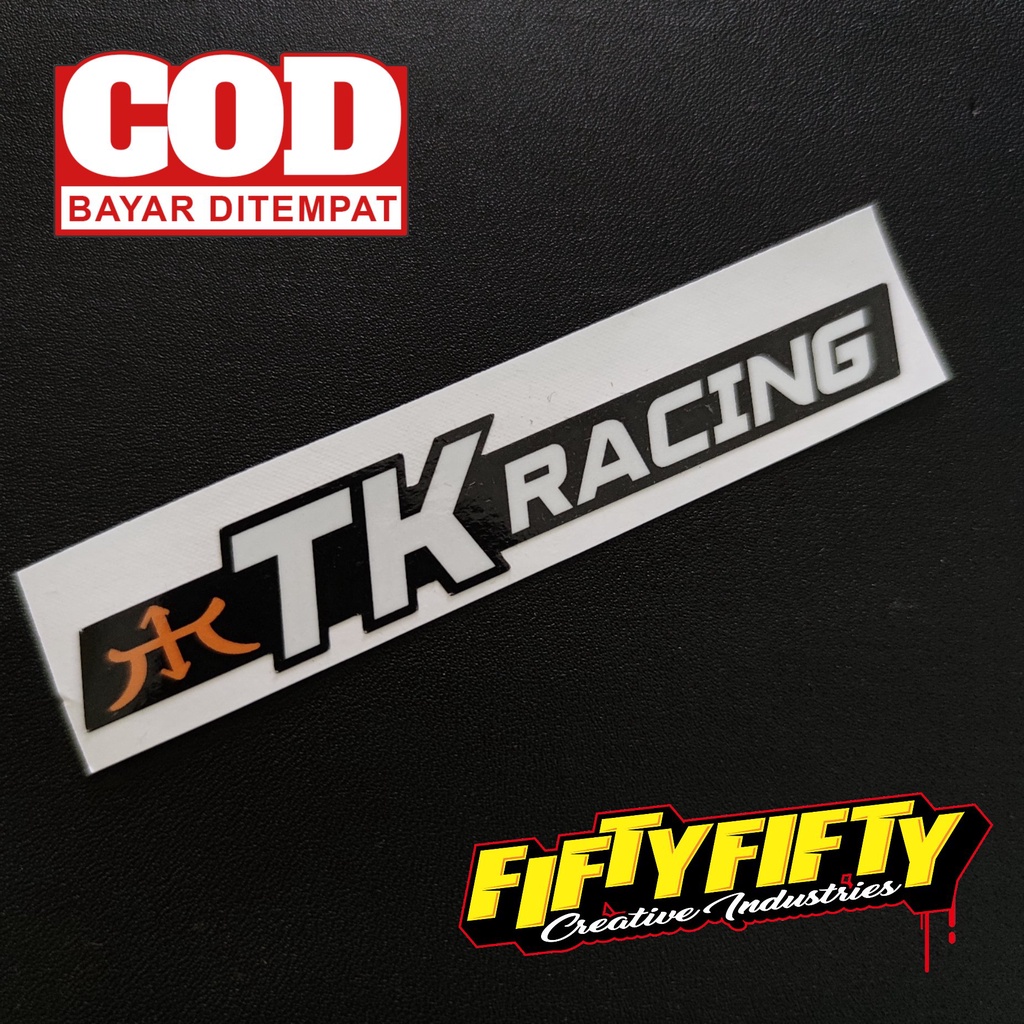 Stiker Print Cut TK RACING Stiker Printing Laminasi Glossy Tahan Air Stiker Motor Mobil Helm Sudah Membentuk Pola Desain