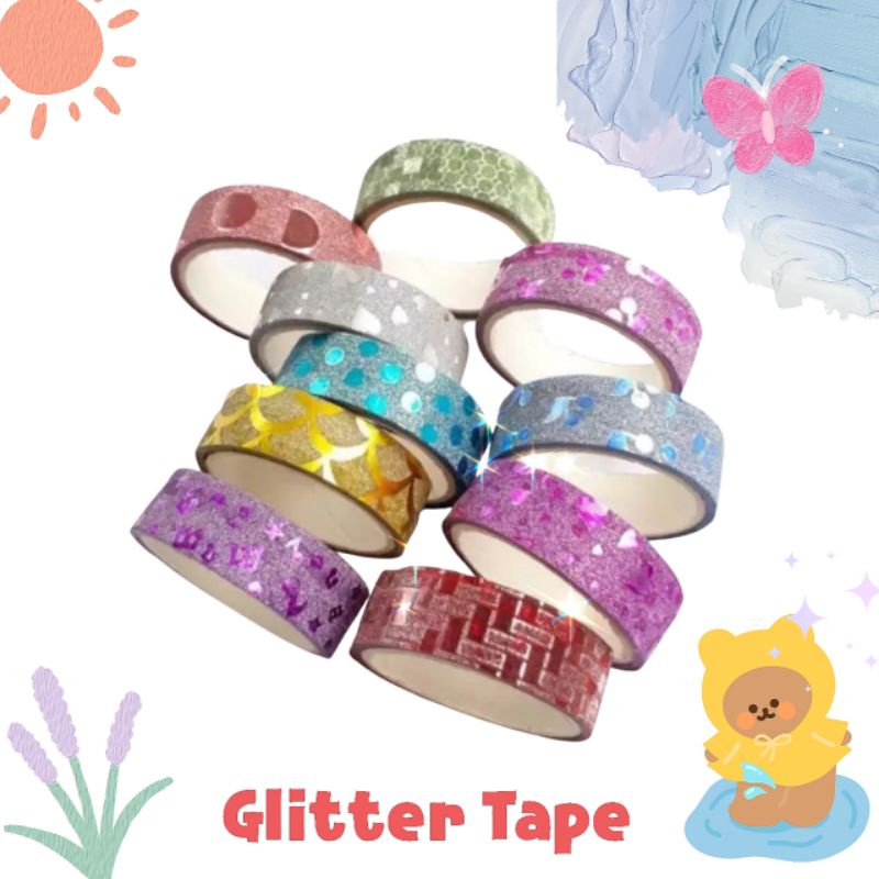 

TP02 solasi Metalik Scrapbook / Solasi Glitter Journaling / Solatip Glitter / Tape Glitter