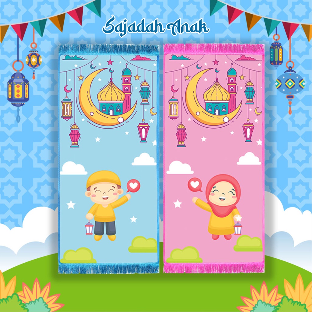 Custom Nama Sajadah Anak Karakter Kado Hadiah Ultah Souvenir Kelulusan Juara Naik Kelas Ulang Tahun Baby Shark