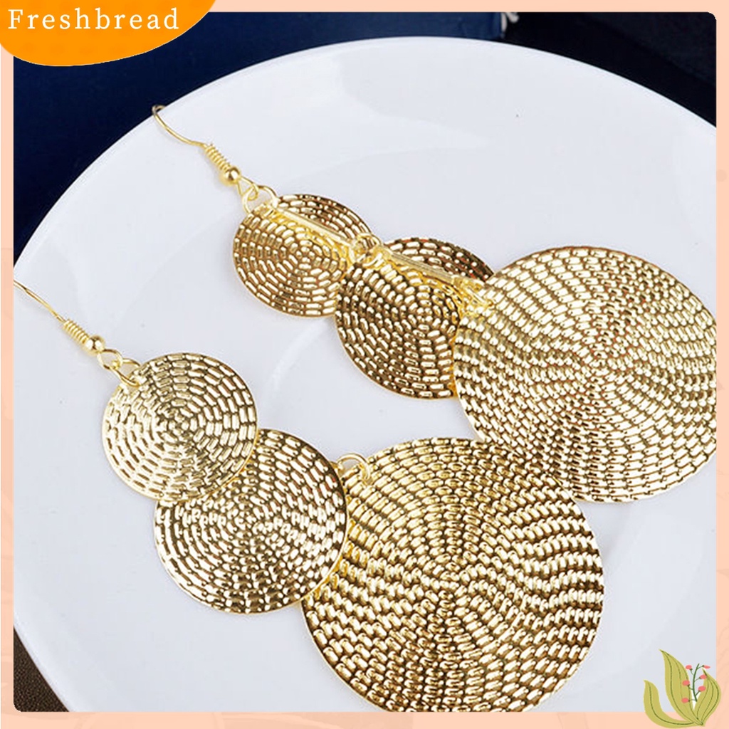 ? Fresh ? Anting Kait Gantung Panjang Wanita Elegan Multilayer Bentuk Bulat untuk Hadiah