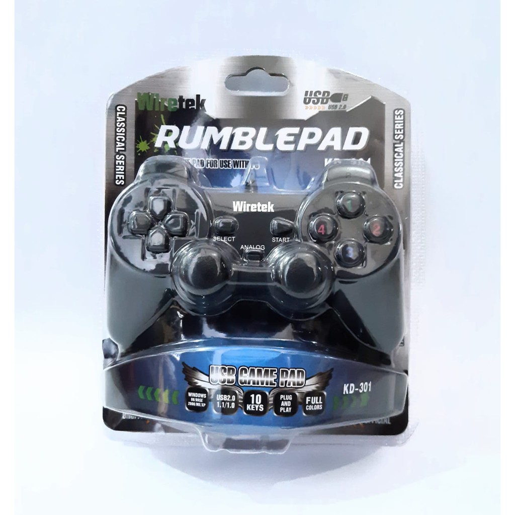 WIRETEK GAMEPAD HITAM SINGGGLE JOYSTICK GAME