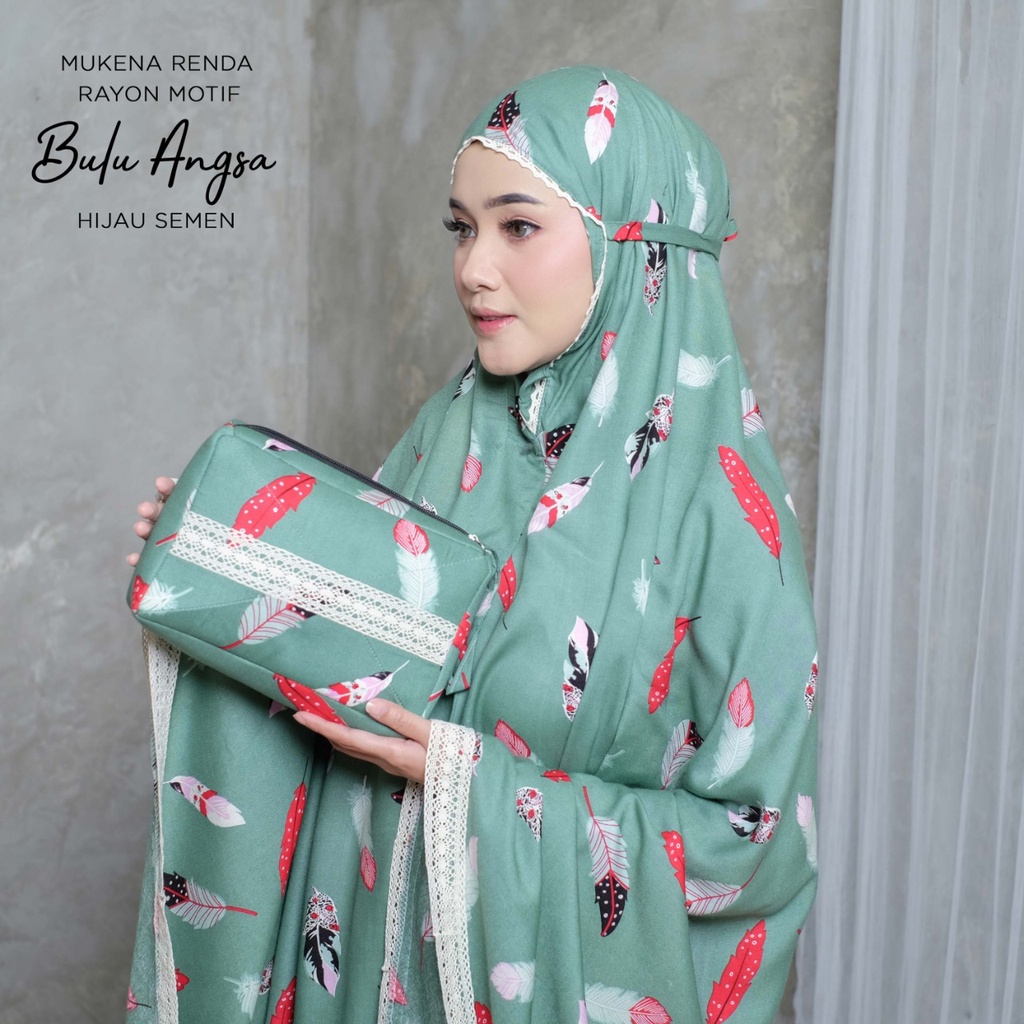 MUKENA BALI TASIK - MUKENA RENDA RAYON DEWASA MOTIF BULU ANGSA