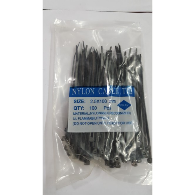 Cable Ties 10cm isi 100 pcs / Kabel Ties 10cm x 2.5 Hitam / Putih / Pengikat Kabel 10cm