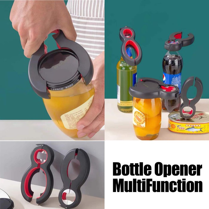 Pembuka Tutup Botol Bottle Opener Pembuka Kaleng Multifungsi 6 in 1 / Pembuka Tutup Botol / Pembuka Kaleng / 6 in 1 Pembuka Tutup Kaleng dan Botol Serbaguna Can and Bottle Opener Kit Alat Membuka Tutup Kemasan / Bottle Opener / Bottle Opener Keychain