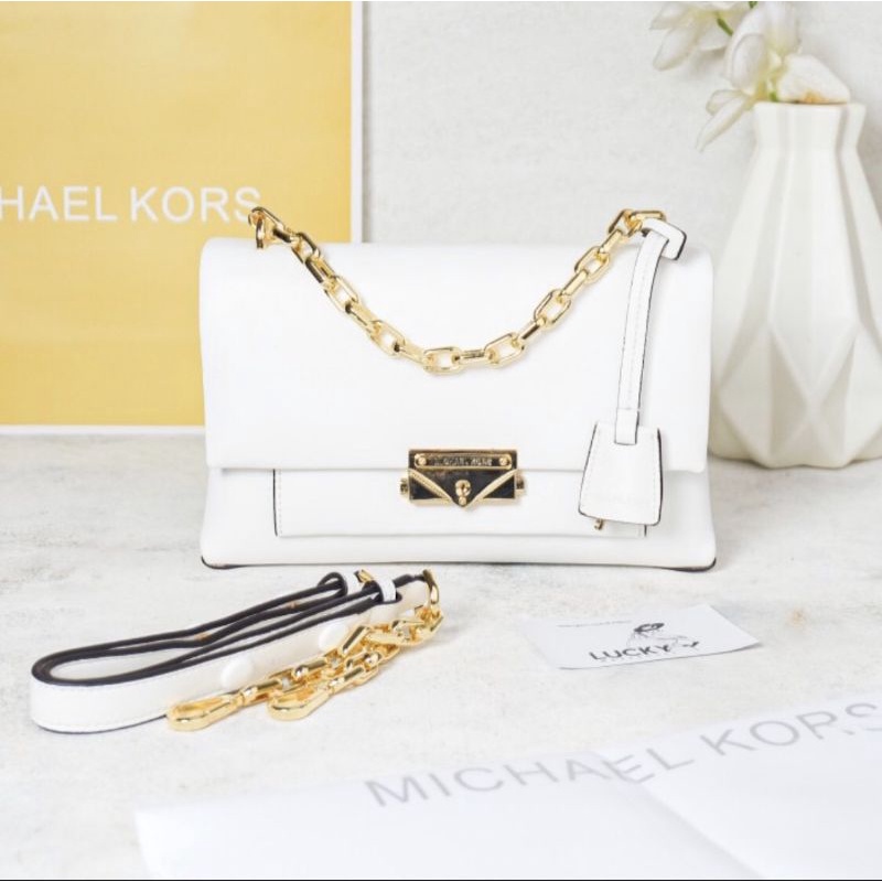 Michael Kors Cece Medium Leather Shoulder Bag In White - ORIGINAL 100%