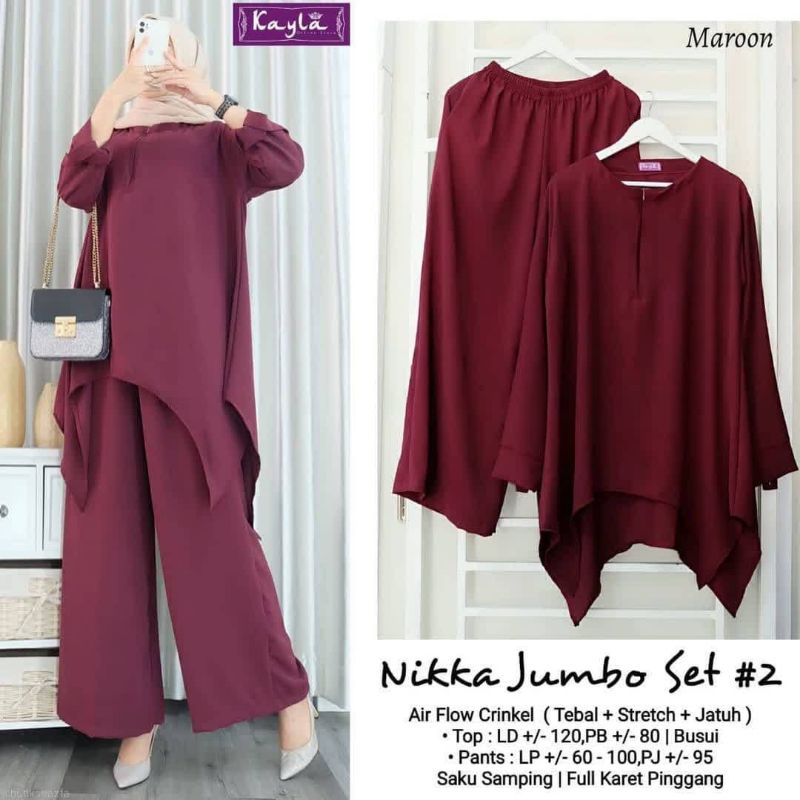 Gamis Nikka jumbo ONE SET AIR FLOW/ SETELAN CRINKEL/ DAILY SET WANITA /BAJU SETELAN/ONESET GAMIS