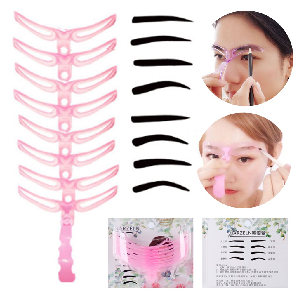 (G8IN1) Alat Cetakan Alis Gagang 8 in 1 Eyebrow Template 8 IN 1 Alat cetak alis 8in1