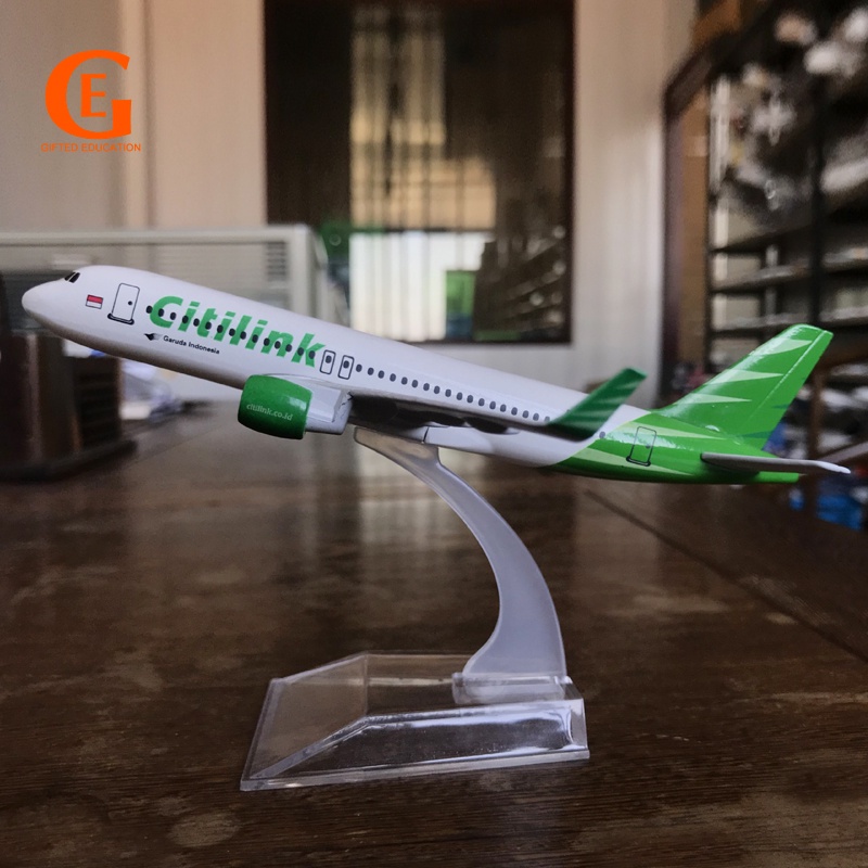 Citylink Airbus 320 Model Pesawat Terbang Penumpang A320 Bahan Metal Ukuran 16CM