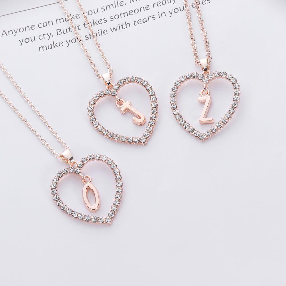 Kalung Rantai R-Bunga Hadiah Perhiasan Cubic Zirconia Motif Hati