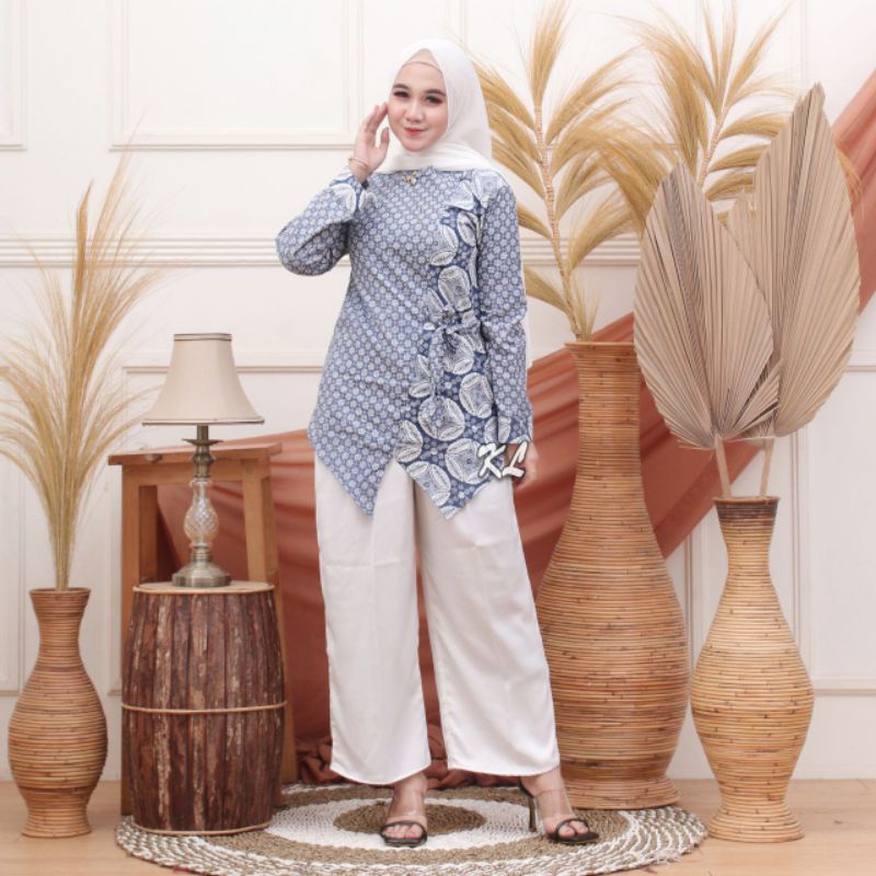 tey-17 Batik wanita ASJ SA HRB026 Kenongo Kemeja Tosca Pendek-009