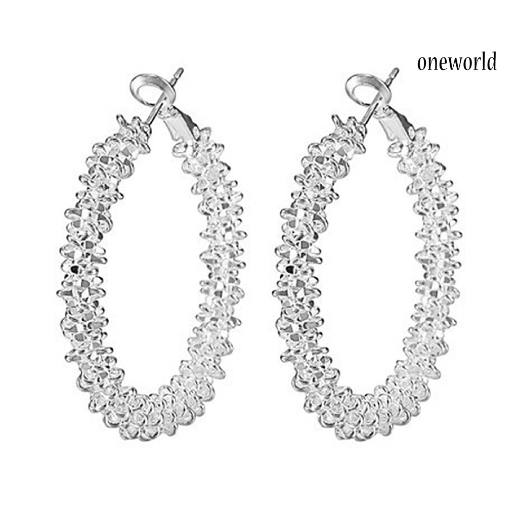 OW# 1Pair Hoop Earrings Lightweight Fashion Alloy Irregular Knotted Round Circle Hoop Earrings for Women