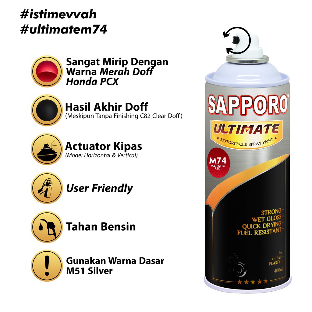 Sapporo Ultimate M74 Majestic Red / Cat Spray Semprot Aerosol Terbaik