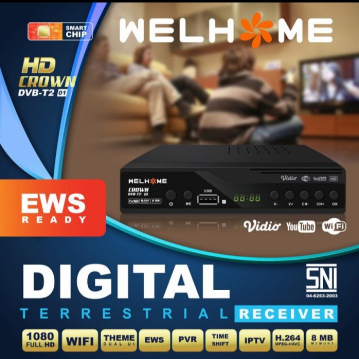 Set Top Box Tv Digital Welhome.ADVANCE Crown DVB T2 Digital 1set - Free Dongle + Kabel HDMI