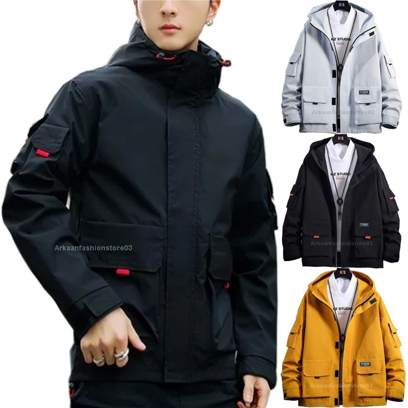 [BISA COD] Jaket Hoodie Anti Air Waterproof Pria / Jaket Outdor Gunung Four Focket Premium Original