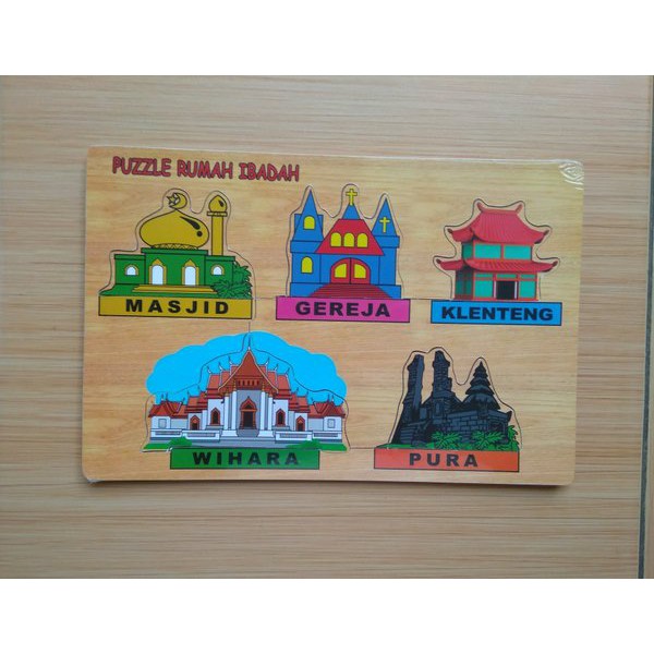 Puzzle Kayu Edukasi Puzzle Tempat / Rumah Ibadah