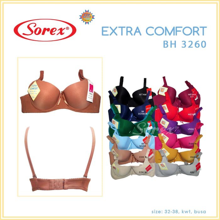 Bra Sorex 3260 Extra Comfort Kawat Busa Size 32-38