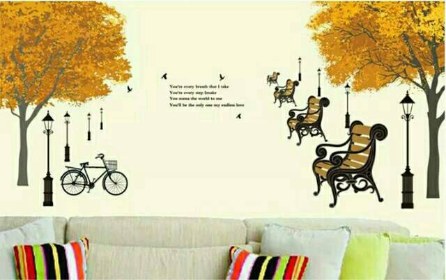 RELIZA WALL STICKER POHON GUGUR LAMPU TAMAN TREE AUTUMN STIKER DINDING DF5073