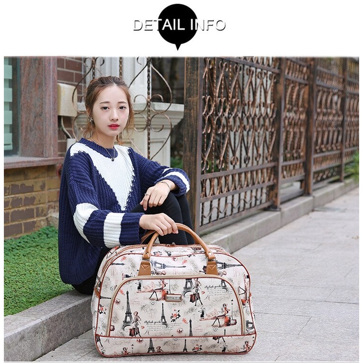 Tas Travel Duffle Wanita Tas Jinjing bepergian kapasitas besar Travel Tamasya tas baju pergi Tas tangan cantik wanita Tote Top Handel Large Capacity Trave Luggage Bag Women Weekend Trip Water Proof Clothing Cosmetic Toiletries Organize Shoulder Handbag