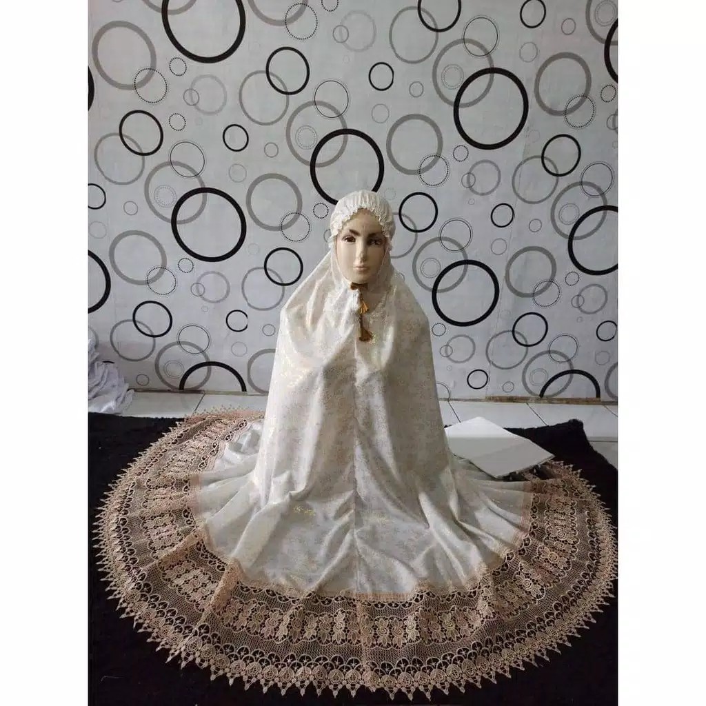 mukena prada glitter renda daun milo sutra velvet super mukenah jumbo hantaran