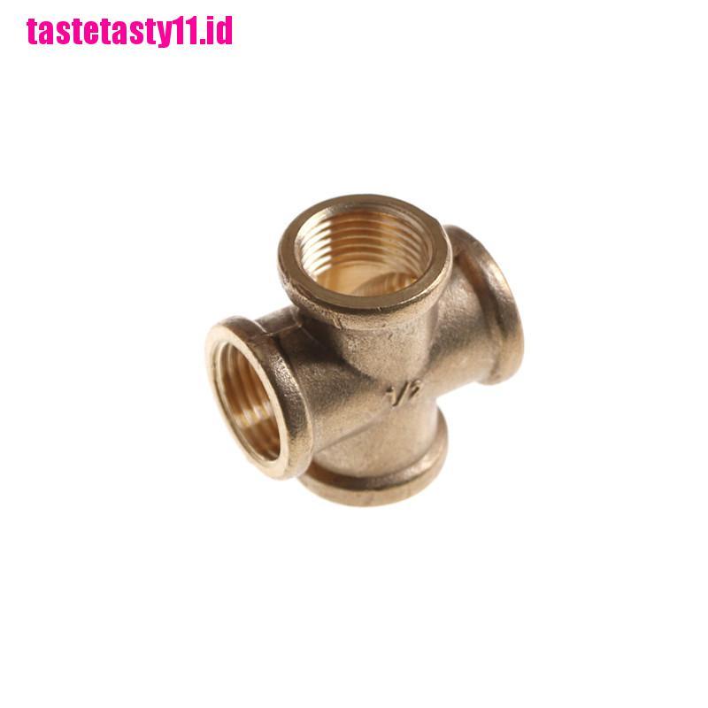 Adapter Coupler Pipa 4 Arah Female Thread BSP 1 / 2 Inch Bahan Kuningan
