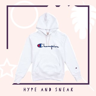 red champion hoodie with white logo