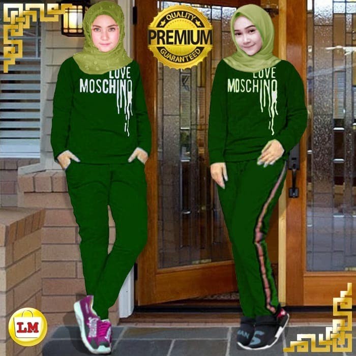 LM 03282 Baju Setelan Wanita Training Moschino Import Quality ( XXL )