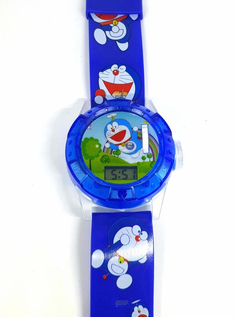 Jam Tangan Anak Melody Laser Proyektor Digital Doraemon