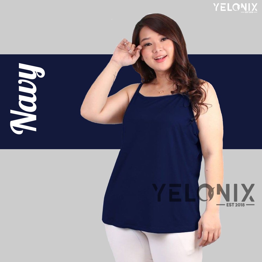 TANKTOP JUMBO POLOS  ( SOFT SPANDEK ) Ukuran Besar / Tank Top Wanita Tali Kecil Big Size - YELONIX