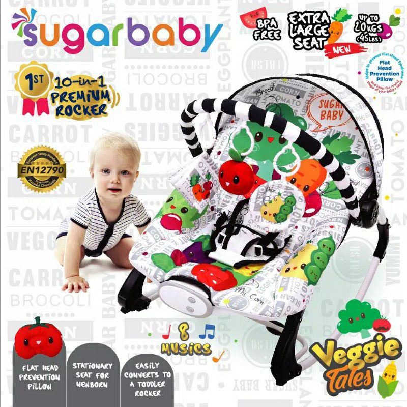 Sugar Baby Premium Rocker 10 In 1 - Kursi Goyang Bayi - Bouncer Bayi ❤️FREE BUBBLE WRAP