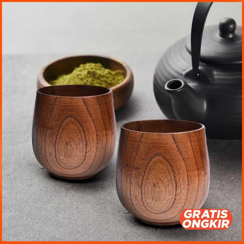 Gelas Kayu Wooden Natural Cup - CLO470