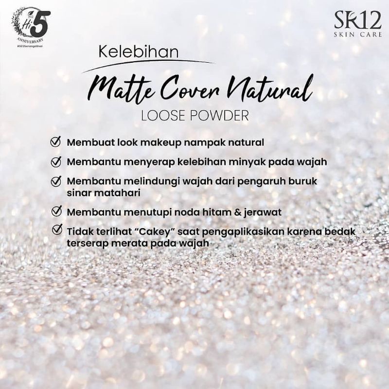 SR12 BEDAK TABUR Loose Powder Matte Cover Natural Memberikan Efek Look Makeup Natural Anti Sinar UV