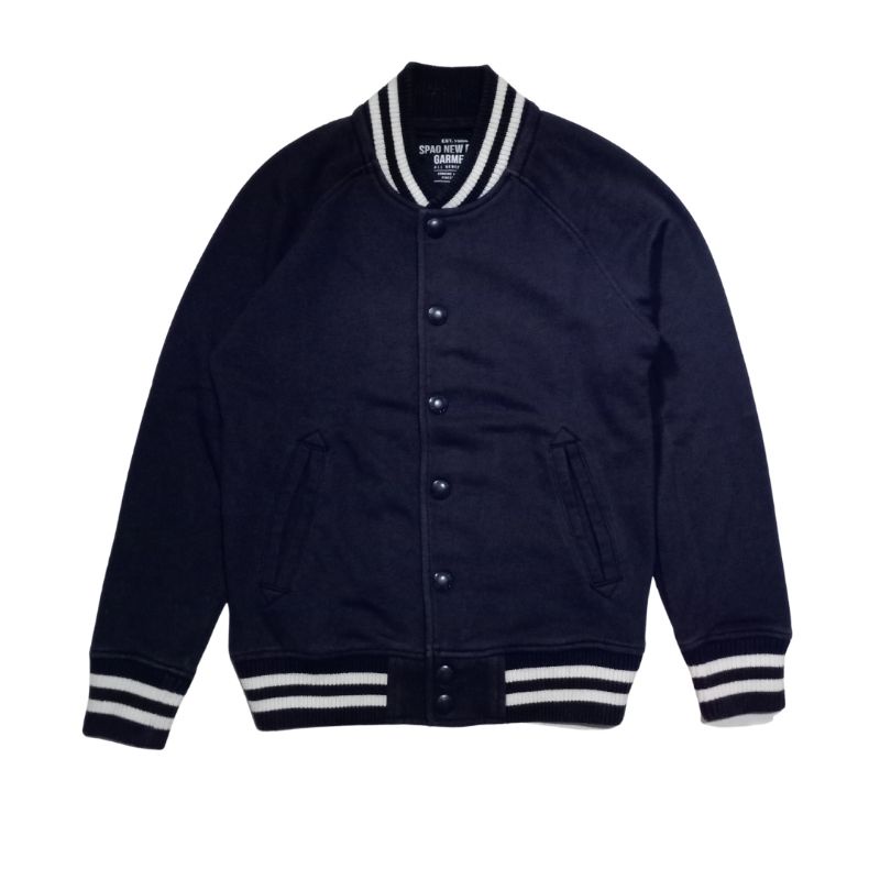 SPAO Navy Varsity Jacket / No Leather / Jaket Thrift Second