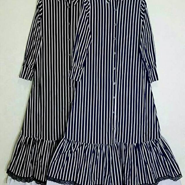 Maxi dress gamis longdress salur Stripe blaster vertikal jumbo bigsize murah