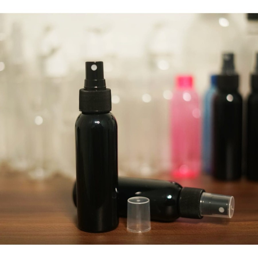 Botol Spray Hitam 100ML Bahan PET Tebal Neck 24mm - 100 Pcs