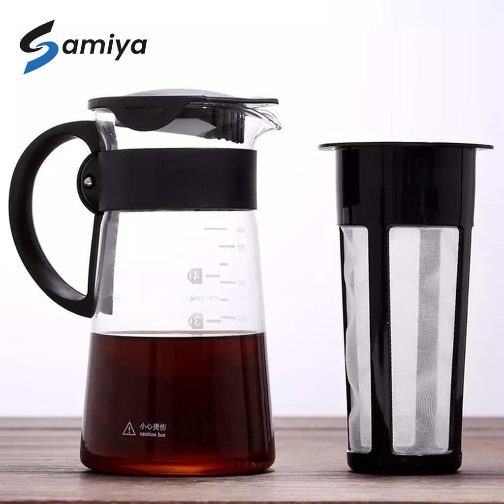 cold brew coffee pot tea maker filter 650ml 900ml borosilicate / server teh kopi mizudash with scale