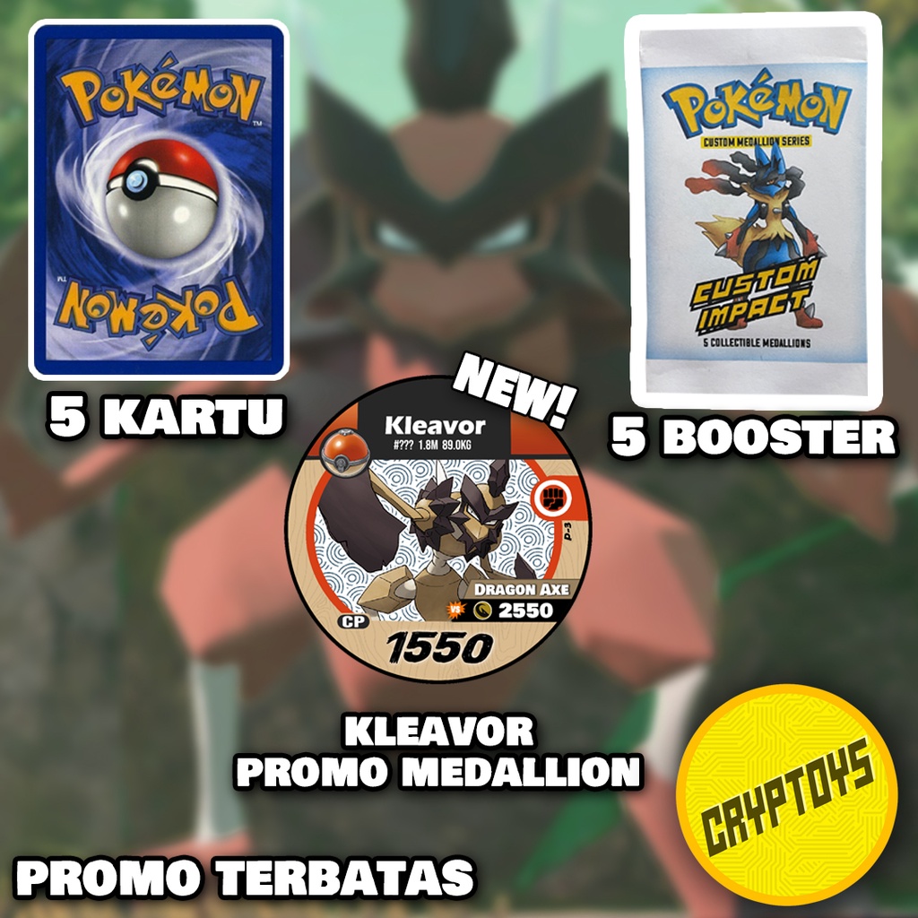 Kleavor Promo Set Medallion custom Kartu pokemon TCG Indonesia series Custom Impact tazos murah