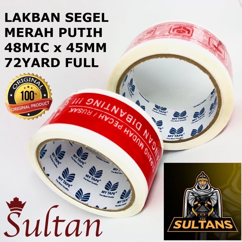 GROSIR TAPE LAKBAN ISOLASI MERAH PUTIH ORIGINAL UKURAN REAL SEGEL BARANG