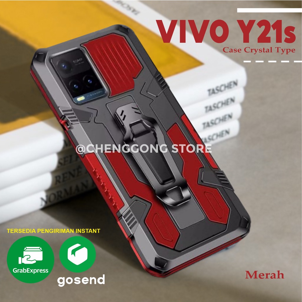 Case Robot I Crystal Vivo Y21s Kickstand Standing Robot